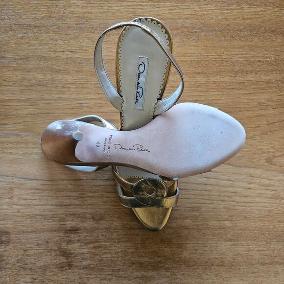Vintage Oscar de la Renta Gold Strappy Heels – Size 40 - Picture 3 of 4